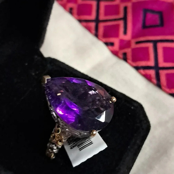 Natural Amethyst Solitaire Ring In 925 Sterling Silver. - Picture 2 of 5